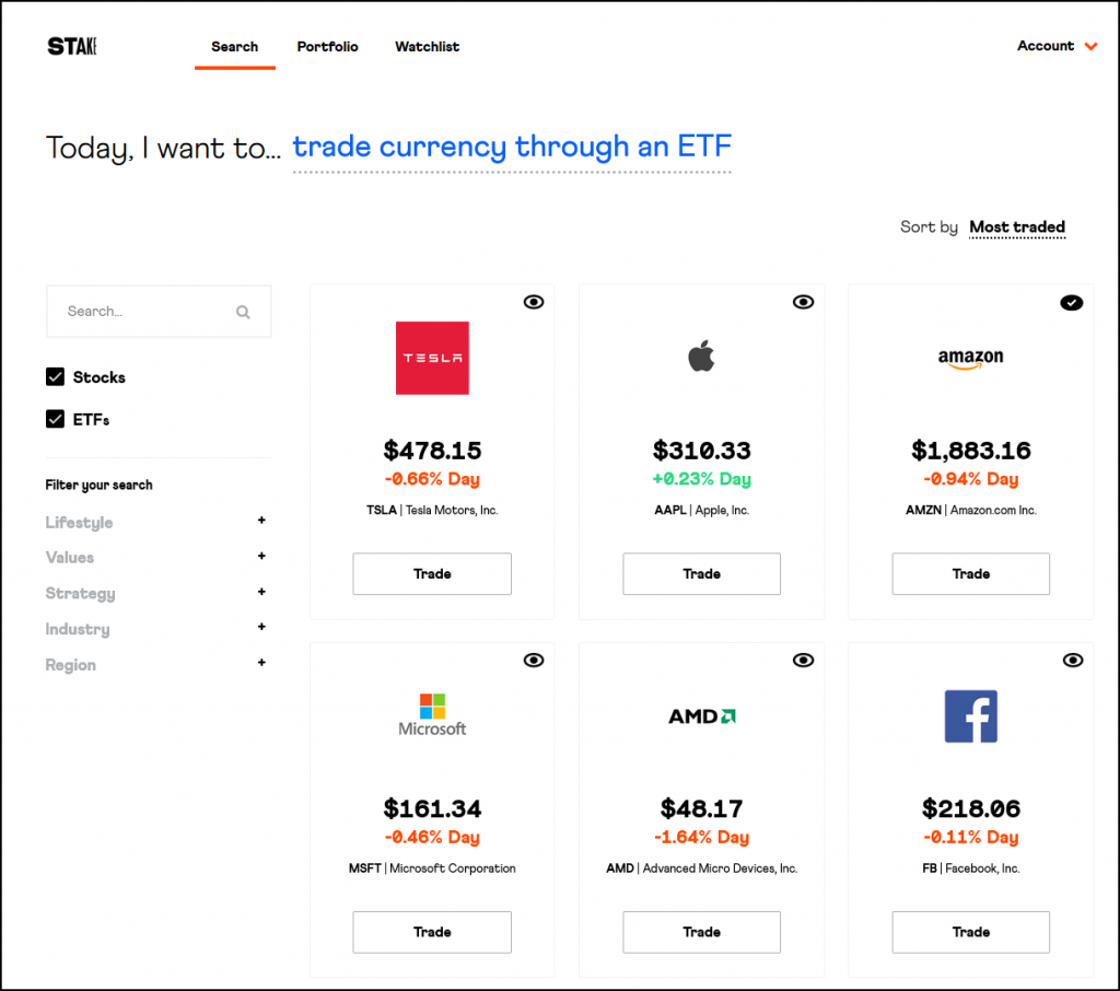 Stake US trading web interface. The new subscription model for brokerage shows Stake ignoring existing customers.